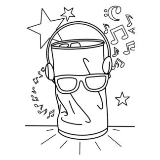 Dancing Soda Can Free Colouring Page