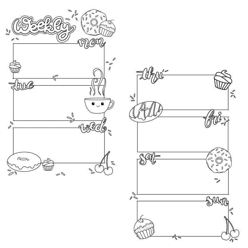Donuts Cupcakes Printable Bullet Journal Weekly Spread Lorelsberg