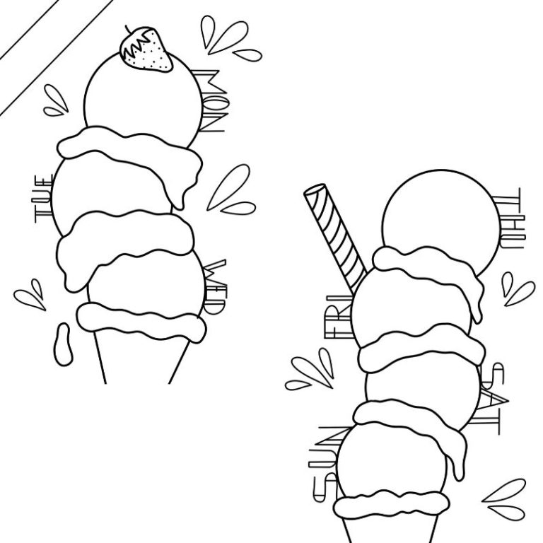 Ice Cream Cone - Printable Bullet Journal or Planner Weekly Spread ...