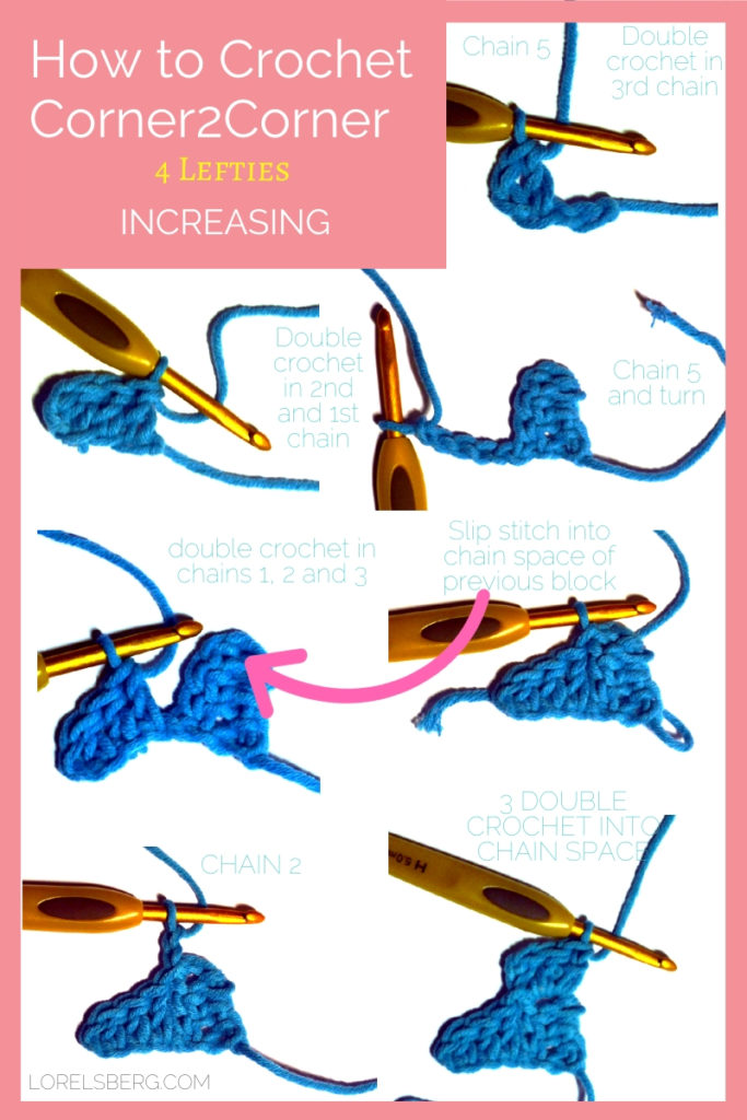 How to Corner to Corner (C2C) Crochet Beginner's Tutorial (Left