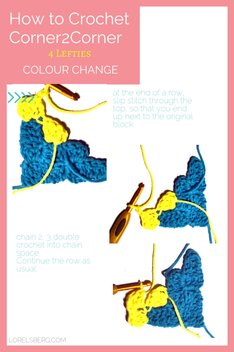 How to Corner to Corner (C2C) Crochet Beginner's Tutorial (Left