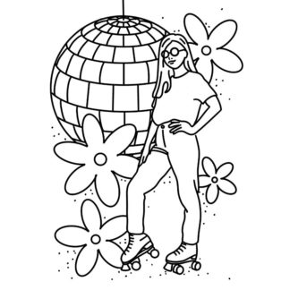 Roller Disco Free Colouring Page
