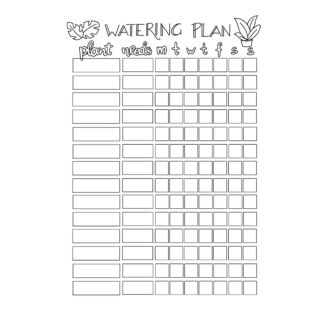 plant watering schedule printable